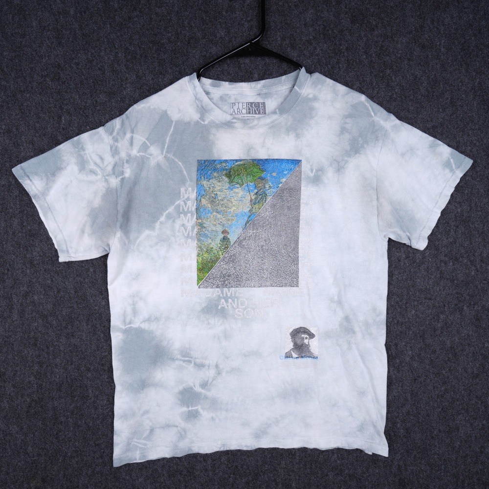 2021 Pierce Archive Claude Monet Art T-Shirt Mens Medium Grey Tie-Dye Excellent